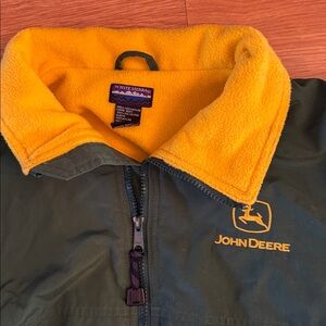 John Deere Jacket- fleece lined, storage pockets, zip up VINTAGE Size small